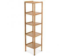 Relaxdays Scaffale Colonna 5 Ripiani, Bambú, 34X34X140 cm, Marrone