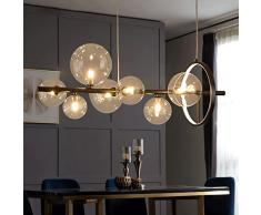 REIUYTHO Lampadario LED Nordic Black Glass Bubble Paralume Gastronomia Sala Panno Conservare Appeso Lampadario Illuminazione Lampadina G9 (Color : 90x30cm)