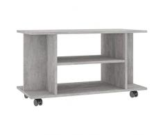 vidaXL Mobile TV con Ruote e Scomparti Aperti Robusto Elegante Armadietto Basso Multimediale Credenza Grigio Cemento 80x40x40 cm in Truciolato