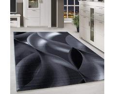 HomebyHome Tappeto Pila Corta Progettazione di Onde astratte Soggiorno Morbido e soffice Rettangolare Corridori Nero, Dimensione:160x230 cm