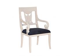 Poltrona con braccioli Mask mogano, colore: bianco, stile rustico, sedia da sala da pranzo