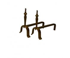 COPPIA ALARI CAMINO BRUCIALEGNA OTTONE BRUNITO ART.2071B