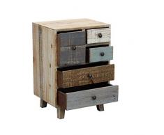 Milani Home s.r.l.s. cassettiera in Legno Mobile per Interno con 5 cassetti di Design Stile Country Moderno Vintage