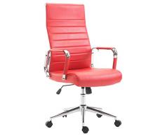 CLP Sedia Ufficio Girevole Kolumbus In Similpelle I Sedia Scrivania Alto Schienale I Sedia Studio Regolabile, Colore:rosso