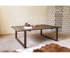 pib - Tavolini da Salotto - Tavolino da salotto Domancy, Solido legno di olmo, 100% stile industriale.