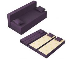 Baldiflex Divano Letto 3 Posti Modello TreTris Rivestimento Sfoderabile e Lavabile, Colore Viola