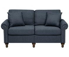 Beliani Divano 2 Posti in Tessuto Grigio Scuro Stile Chesterfield Schienale Basso Otra