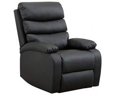 gridinlux. Poltrona relax extra imbottita, colore nero, reclinabile, massaggio e calore lombare, 8 motori, 4 zone di massaggio, 5 modalità