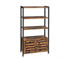 VASAGLE Scaffale, Armadietto di Stoccaggio con 3 Ripiani e 2 Ante a Persiana, Libreria in Soggiorno, Studio, Camera da Letto, 70 x 30 x 121,5 cm, Multifunzionale, Vintage LSC75BX