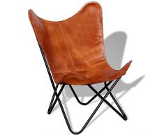 vidaXL 243728 - Poltrona relax in vera pelle, a farfalla, stile vintage, colore marrone, misura unica