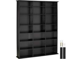 TecTake 800860 Scaffale Verticale per CD, 18 Ripiani Regolabili in Altezza, Costruzione Stabile e Sicura, Dispositivo Anticaduta, Libri Documenti Archivio (Nero)