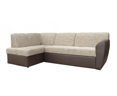 Divano angolare convertibili tessuto + similpelle Margo, Tessuto, marrone, Canapé dangle gauche