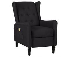 vidaXL Poltrona Massaggiante Reclinabile Nera in Tessuto