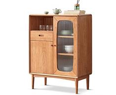 Priority Culture Credenze E Buffet Unico Credenza Materiale in Legno di Ciliegio Salotto Cucina Credenza Porta in Vetro Temperato (Color : Brown, Size : 75 * 40 * 101cm)