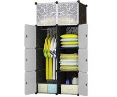 BRIAN & DANY Armadio Modulare con 8 Cubi, Scaffale Componibile con Ante, Guardaroba Organizzatore Economico, Strutture per Cabine in Plastica, 74 x 47 x 185 cm