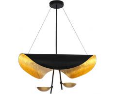 LED Lampade A Sospensione A Foglia Doro Lampadario A Cappello In Oro Nero A Forma Personalità Della Moda Creativa Linea Sospesa Regolabile In Altezza Ristorante Soggiorno Bar Caffetteria (Black,80CM)