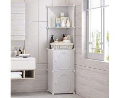 EUGAD Libreria Componibile a Cubo Scaffale Portaoggetti Armadio Modulare a 4 Scompartimenti Fai da Te Design in 3D 39 x 47 x 144cm Bianco 0159XJYJ-1