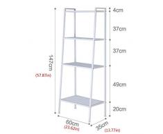 JANFA Ripiani Scaffale Design Trapezoidale Rack Quadrato Angolare Scala Industriale Scaffalature A 4 Strati, Larghezza 60 Cm (Colore : Rosso, Dimensioni : 23.62 * 13.77 * 57.87in)
