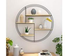 Mensole a Muro a 4 Livelli Mensole in Legno Massello Mensola Rustica Divano Sfondo Decorazione Murale per Camera da Letto Soggiorno Bagno Cucina Ufficio Mensola Circolare