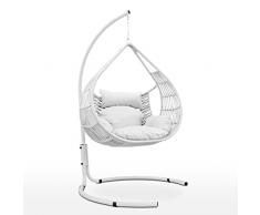DESHOME Giglio - Dondolo da giardino singolo Sedia a dondolo da esterno Poltrona sospesa da giardino Sedia sospesa da esterno Bianco