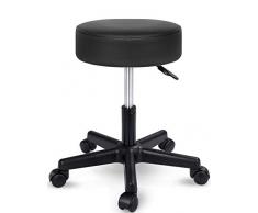 Sgabello da lavoro Sgabello girevole Sgabello Sgabello per salone estetico Sgabello per ambulatorio medico, con rotelle, rotazione libera di 360°, 10 cm di imbottitura, 8 colori diversi (Nero)