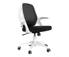 Hbada Sedia da ufficio Sedia da scrivania ergonomica Sedia girevole con braccioli pieghevoli Sedia per computer in rete Sedia da lavoro leggera bianco