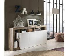 Web Convenienza Madia con Ante Moderna Bianca Lucida Made in Italy - Collezione Hamburg per Soggiorno e Sala da Pranzo (4 Ante, Pero)