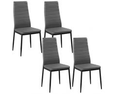 WOLTU BH85gr-4 Set di Sedie per Sala da Pranzo Sgabello con Schienale Ecopelle Metallo Sedia Imbottita per Cucina Ristorante Moderno Grigio 4 Pezzi