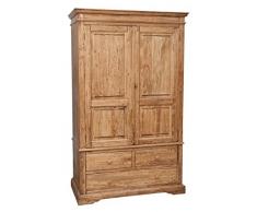 Armadio Country in legno massello di tiglio finitura naturale 120x59x197 cm