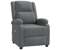 vidaXL Poltrona Massaggiante 3 Livelli 8 Zone Reclinabile Riscaldamento Sedia Massaggio Imbottita Gommapiuma Densa Salotto Relax Crema in Tessuto