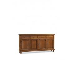 Mar.c.a. Design - Base, Mobile Basso Elegante in Legno di Pioppo, Color Noce Scuro, con 4 Porte - Mobile Soggiorno e Camera, Arte Povera Made in Italy - Mis. 196x43x98h