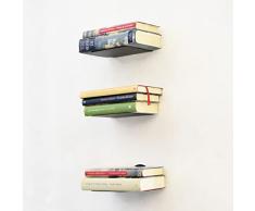 MILUKA Libreria Scaffale Metallo Nera | Set 3 Mensole da Muro Design 15 cm | Libreria da Parete Sospesa | Mensola per Libri Invisibili, LIbreria Verticale Moderne | Scaffale libri sospeso, porta cd