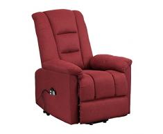 Totò Piccinni Poltrona MALAGA elevabile elettrica con 2 motori reclinabile massaggiante alza persona (Tessuto Bordeaux)