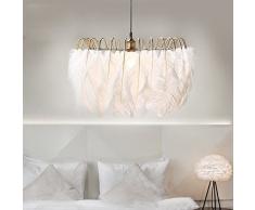 SUO Lampadario di piume bianche Nordic moderno minimalista soggiorno camera da letto calda personalità creativa lampada della camera dei bambini arte,A,60CM DEN