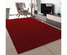 SANAT Tappeto per soggiorno rosso, a pelo lungo, stile moderno, dimensioni: 80 x 150 cm