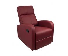 Totò Piccinni Poltrona Relax Reclinabile con Poggiapiedi Imbottita Confortevole (Manuale, Ecopelle Bordeaux)