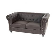 Mendler Divano 2 posti Classico Stile Vittoriano Chesterfield Ecopelle Marrone Piedi Rotondi