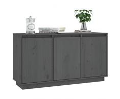 Festnight Credenza Soggiorno, Mobiletto Multiuso, Credenza Cucina, Credenze e Buffet in Legno Massello di Pino Grigia 111x34x60 cm