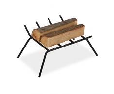 Relaxdays Brucia Legna da Camino, Alare per Caminetto in Ferro Battuto, Griglia Rettangolare, HLP: 20x45,5x36 cm, Nero, 100% Acciaio, 1 pz