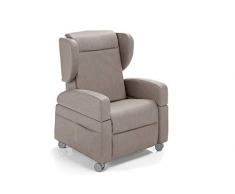 Orthomatic® - Poltrona Ortopedica 4 Motori, Disabili, Modello Valery Motorizzata, Memory-Foam, Anti-decubito, Roller4Ruote, Braccioli - Ali Estraibili, Tavolino - Maniglione, Ecopelle Iva 4% (Beige)