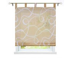 ESLIR Tenda a pacchetto con passanti, trasparente, per cucina, con motivo a righe, 80 x 150 cm, 1 pezzo