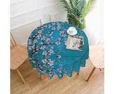 DMORJ Tovaglia rotonda con stampa di fiori di ciliegio giapponese:: Tovaglia rotonda in poliestere lavabile, perfetta per tavoli da buffet, feste, pranzo da picnic. - 152 cm