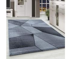 HomebyHome Tappeto Pila Corta Disegno Geometrico Abstratk Soggiorno Morbido Rettangolare Corridori Grigio, Colore:Grigio, Taglia:80x150 cm