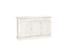 InHouse srls Credenza, Arte povera, in Legno massello e MDF con rifinitura in Bianco Opaco - Mis. 156 x 42 x 85