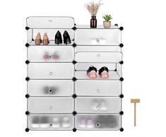 Homfa Armadio Modulare, Scaffale Componibile Ingresso, Guardaroba Organizzatore Economico, Strutture per Cabine in Plastica, Bianco Traslucido, 122.5 * 94.9 * 38.5 cm