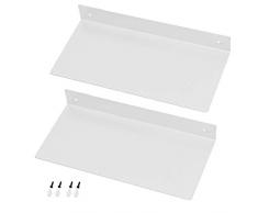 Mensola in metallo bianco per parete, stile moderno industriale, lunghezza 30 cm, mensola angolare per bagno, ripiano resistente per esporre collezioni