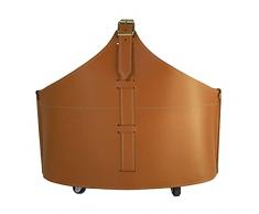 Gavemo Fabia portalegna in Cuoio, Borsa Porta Legna da Interno, Cesto per Legna da ardere, con Ruote gommate, Prodotto da Limac Design®, Marrone