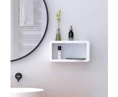 KUNGYO Galleggiante Mensola da Muro Rettangolo - Mensola a Muro da Bianco Aspirazione Plastica Carrello da Doccia Autoadesiva per Cucina Camera da Letto Archiviazione Organizer Nessuna Perforazione