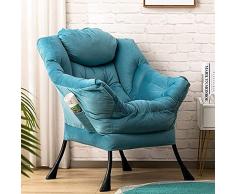 HollyHOME Poltrona Relax Poltrona con Braccioli e Divano Pocket, Tessuto in Velluto, Leisure Sofa con Tessuto Moderno e Struttura in Acciaio, Lago Blu
