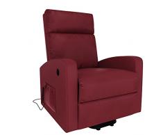 Poltrona Relax Alzapersone Massaggiante Elettrica Schienale Reclinabile Poggiapiedi Estraibile Seduta Imbottita Massaggio Telecomando Incluso Nenea Plus 74 x 77 x 110 Cm (Bordeaux, Ecopelle)